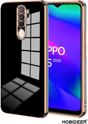 MOBIDEER Back Cover for OPPO A5 (2020), Golden Line Premium Soft Chrome Case |Silicon Gold Border(Black, Shock Proof, Silicon, Pack of: 1)