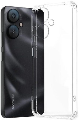 ALFA URBAN Protective Case for Redmi 13C 5G/ Poco M6 Ultra Clear Soft Silicone Raised Bumps for Camera | Transparent Case(White, Pack of: 1)