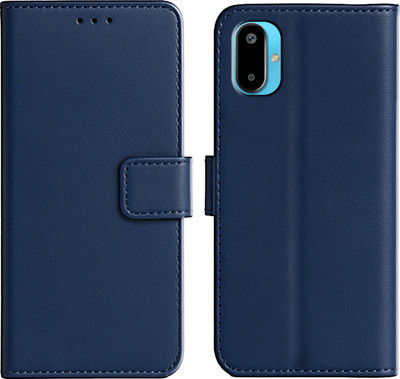 Ascensify Back Cover for Samsung Galaxy M06 5G Premium PU Leather Flip Cover with Card Slots & Stand Feature(Blue, Dual Protection, Pack of: 1)