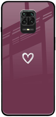 QRIOH Glass Back Cover for Mi Redmi Note 9 Pro(Maroon, Grip Case, Pack of: 1)
