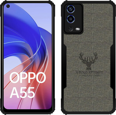 Roxel Back Cover for Oppo A55 4G |Vegan PU Leather |Deer Case| Camera Lens Protection(Grey, Shock Proof, Pack of: 1)