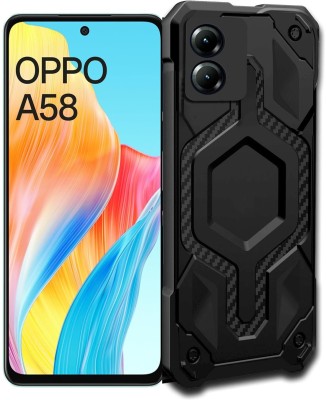 S-Hardline Back Cover for Oppo A58 4G, Plain Hybrid Defender Shockproof Case With Camera Protection(Black, Silicon, Pack of: 1)