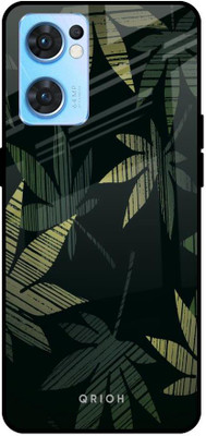 QRIOH Glass Back Cover for Oppo Reno7 5G(Multicolor, Grip Case, Pack of: 1)