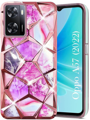 B Blusea Back Cover for Oppo A57 2022 4G (Dual Design Glitter Sparkle and Detachable Diamond Print Case(Pink, Silicon, Pack of: 1)