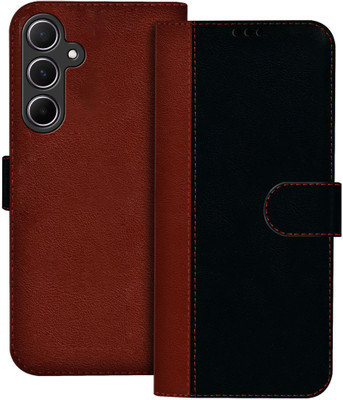 GLOBAL NOMAD Flip Cover for Samsung Galaxy A55 5G(Black, Brown, Dual Protection, Pack of: 1)