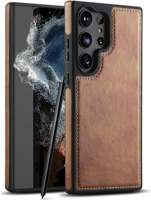 VURIOZZ Back Cover for Samsung Galaxy S25 Ultra 5G Premium PU Leather Back Cover Case(Brown, Shock Proof, Pack of: 1)