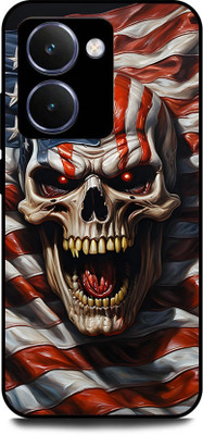 FAZAKA Back Cover for realme P3 Ultra 5G On Glossy Metal Phone Cover | SKULL WITH AMERICAN FLAG(Multicolor, Dual Protection, Pack of: 1)