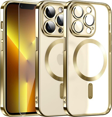 Caseex Back Cover for APPLE iPhone 15 Pro, Caseex Hard TPU Anti Yellow Magnetic Case for 15 Pro(Gold, Magnetic Case, Pack of: 1)