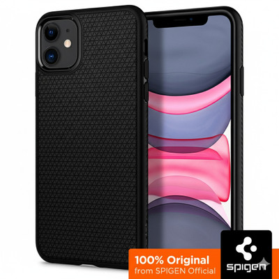 Spigen Liquid Air Back Cover for APPLE iPhone 11(Black, Shock Proof, Pack of: 1)