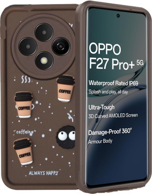 VAPRIF Back Cover for OPPO F27 Pro Plus 5G, Cute Cartoon Coffee Silicone | Shockproof & Scratch-Resistant(Brown, Dual Protection, Silicon, Pack of: 1)