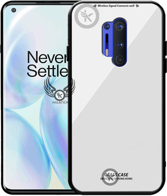 Kreatick Back Cover for ONEPLUS-8 PRO, Luxurious 9H Toughened Glass Back Case Shockproof TPU Bumper(White, Dual Protection, Pack of: 1)