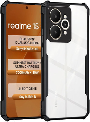 Flipkart SmartBuy Back Cover for RealMe 15 5G, realme 15 5G(Black, Transparent, Waterproof)