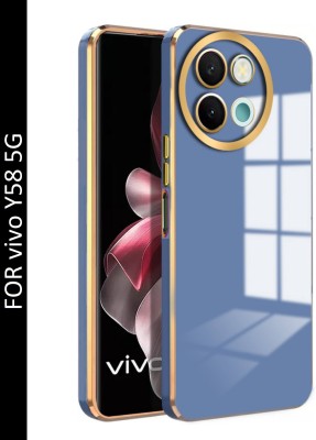 RESOURIS Back Cover for vivo Y58 5G, vivo Y58, vivo T3X 5G, vivo T3X(Blue, Gold, Camera Bump Protector, Silicon, Pack of: 1)