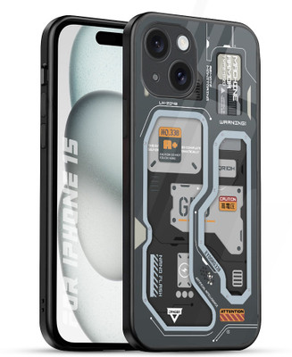 QRIOH Glass Back Cover for iPhon 15(Grey, Grip Case, Pack of: 1)