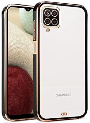 VOSKI Back Cover for Samsung Galaxy A12 Electroplating TPU Transparent Soft Silicon Chrome Case(Black, Flexible, Silicon, Pack of: 1)