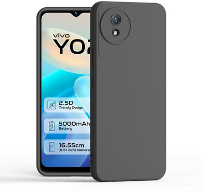 Bodoma Back Cover for Vivo Y02, Vivo Y02(Black, Shock Proof, Silicon, Pack of: 1)