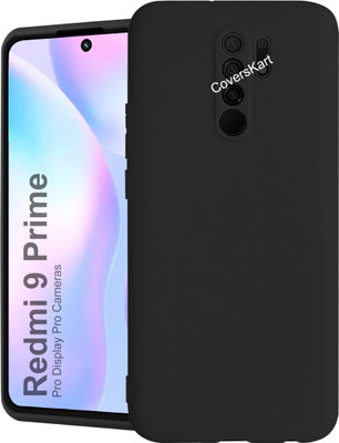 Coverskart Liquid Silicone Back Cover for Redmi 9 Prime, Silky-Soft Touch Full Body Protection Shockproof Case(Black, Camera Bump Protector, Silicon, Pack of: 1)