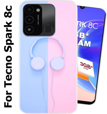 Unitrend Back Cover for Tecno Spark 8c(Blue, Pink, Flexible, Silicon, Pack of: 1)