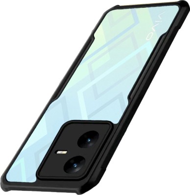 VAPRIF Back Cover for Vivo Y22, vivo Y22, Transparent Hybrid Hard PC, TPU Bumper(Black, Shock Proof, Pack of: 1)