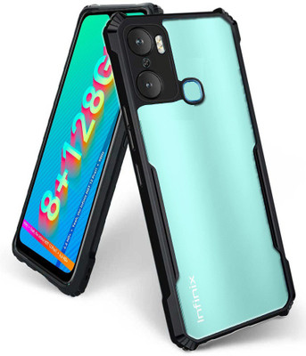 VAPRIF Back Cover for Infinix Hot 12 Pro, Transparent Hybrid Hard PC, TPU Bumper(Black, Shock Proof, Pack of: 1)