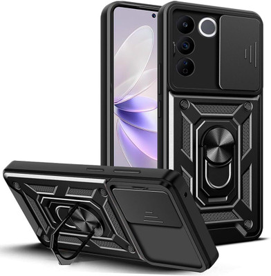 Cover Alive Back Cover for vivo v27(Black, Slider, Pack of: 1)