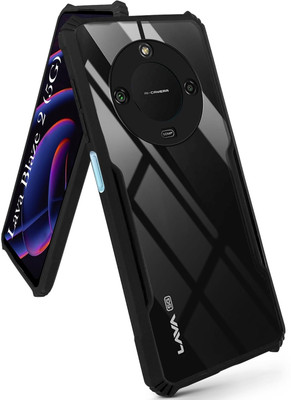 MOBIDEER Back Cover for Lava Blaze 2 5G, Transparent Hybrid Hard PC Back TPU Bumper(Black, Transparent, Shock Proof, Pack of: 1)
