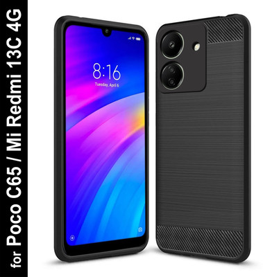 Zapcase Back Cover for POCO C65(Black, Grip Case, Silicon, Pack of: 1)