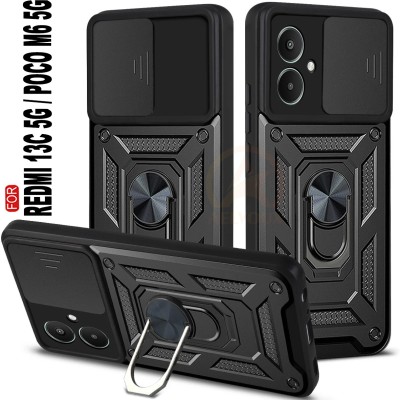 AelVouX Back Cover for Redmi 13C 5G, Poco M6 5G(Black, Ring Case, Pack of: 1)