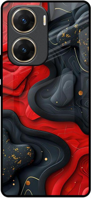 QRIOH Glass Back Cover for Vivo V29e 5G(Red, Grip Case, Pack of: 1)