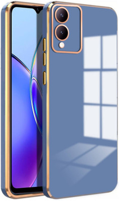 RESOURIS Back Cover for vivo Y17s, vivo Y17s 5G, vivo Y28, vivo Y28 5G(Blue, Gold, Camera Bump Protector, Silicon, Pack of: 1)