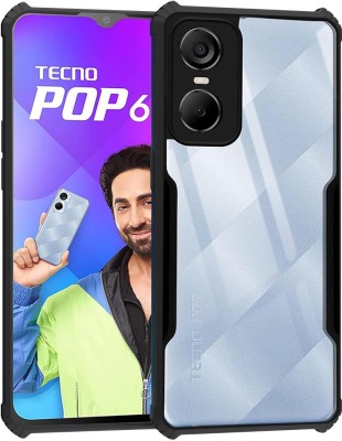 COVERHEAD Back Cover for Back Cover for Tecno Pop 6 Pro-BE8 (Transparent, Black, Shock Proof, Silicon, Pack of: 1)(Black, Camera Bump Protector)