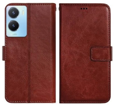 Loopee Flip Cover for Vivo T2X 5G, V2253 Leather Finish & Inbuilt Stand(Brown, Dual Protection, Pack of: 1)