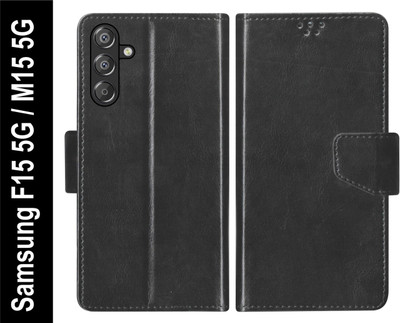 Raghv hub Back Cover for Flip Cover for Samsung Galaxy F15 5G / Samsung Galaxy M15 5G | PU Leather Wallet Case(Black, Flexible, Pack of: 1)