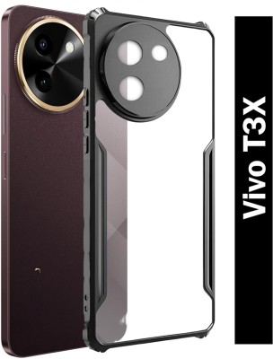 WAREVA Back Cover for Vivo T3X 5G(Transparent, Black, Grip Case, Pack of: 1)