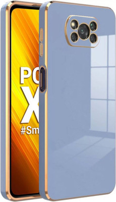 RESOURIS Back Cover for POCO X3(Blue, Gold, Camera Bump Protector, Silicon, Pack of: 1)