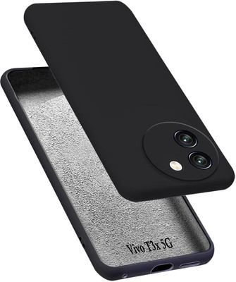 MOBIDEER Back Cover for Vivo T3x 5G, Matte Rubberized Soft Silicone Protective Cloth Inside(Black, Dual Protection, Pack of: 1)