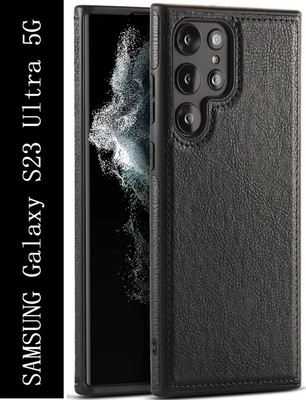 Coverskart Luxury Leather Back Cover for Samsung Galaxy S23 Ultra 5G(Black, Camera Bump Protector, Pack of: 1)