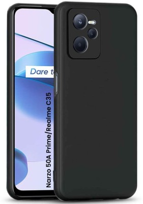 KARAS Back Cover for Realme Narzo 50A Prime | Soft Silicon Protective Case Cover Designed(Black, Camera Bump Protector, Pack of: 1)