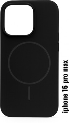 AGRONA Back Cover for Apple iphone 16 Pro Max MagSafe Silicone Case | Original Soft-Touch Finish(Black, Flexible, Silicon, Pack of: 1)