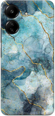 NDCOM Back Cover for REDMI 13C 4G / POCO C65 Blue Gold Illustrated Marble Printed Hard Case(Multicolor, Hard Case, Pack of: 1)