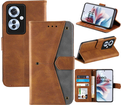 Autofocus Flip Cover for Oppo F25 Pro 5G(Brown, Camera Bump Protector, Pack of: 1)