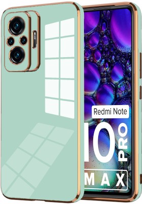 VAPRIF Back Cover for Mi Redmi Note 10 Pro Max, Golden Line, Premium Soft Chrome Case | Silicon Gold Border(Green, Shock Proof, Silicon, Pack of: 1)