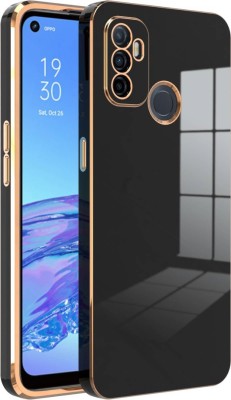 RESOURIS Back Cover for OPPO A53(Black, Gold, Camera Bump Protector, Silicon, Pack of: 1)