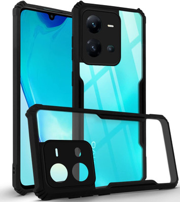 SUNSHINE Back Cover for VIVO-V25 (5G) (Crystal Glass Back | Camera Protection | Shockproof Bumpers )(Black, Grip Case, Pack of: 1)