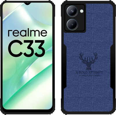 Roxel Back Cover for Realme C33 |Vegan PU Leather |Deer Case|Four Side Edges & Camera Lens Protection(Blue, Shock Proof, Pack of: 1)