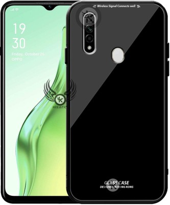 Kreatick Back Cover for OPPO-A31, Luxurious 9H Toughened Glass Back Case Shockproof TPU Bumper(Black, Dual Protection, Pack of: 1)