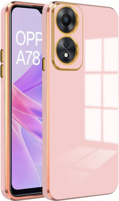 RESOURIS Back Cover for OPPO A78 5G, OPPO A78(Pink, Gold, Camera Bump Protector, Silicon, Pack of: 1)