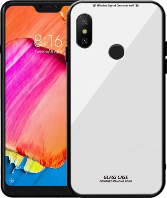 Kreatick Back Cover for Mi Redmi 6 pro, Luxurious 9H Toughened Glass Back Case Shockproof TPU Bumper(White, Dual Protection, Pack of: 1)