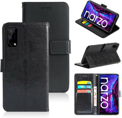 Slugabed Flip Cover for Realme Narzo 30 Pro 5G(Black, Dual Protection, Pack of: 1)
