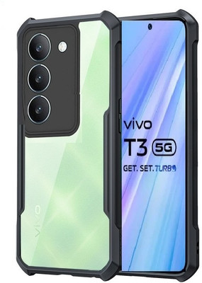 Aaralhub Back Cover for Vivo T3 5G(Black, Camera Bump Protector, Silicon, Pack of: 1)